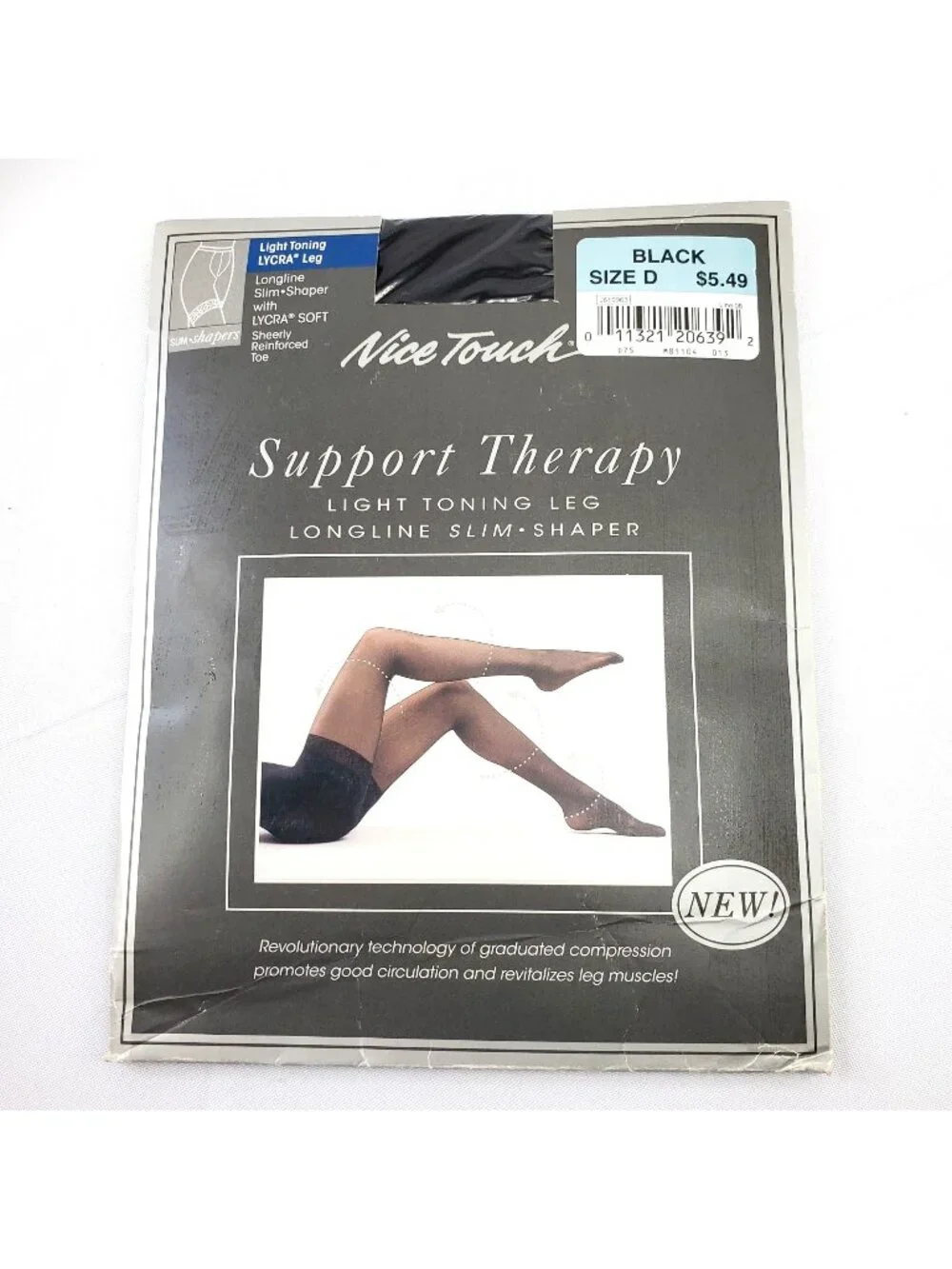 VTG Nice Touch Black Slim Shaper Pantyhose Size D Support Therapy Light Toning